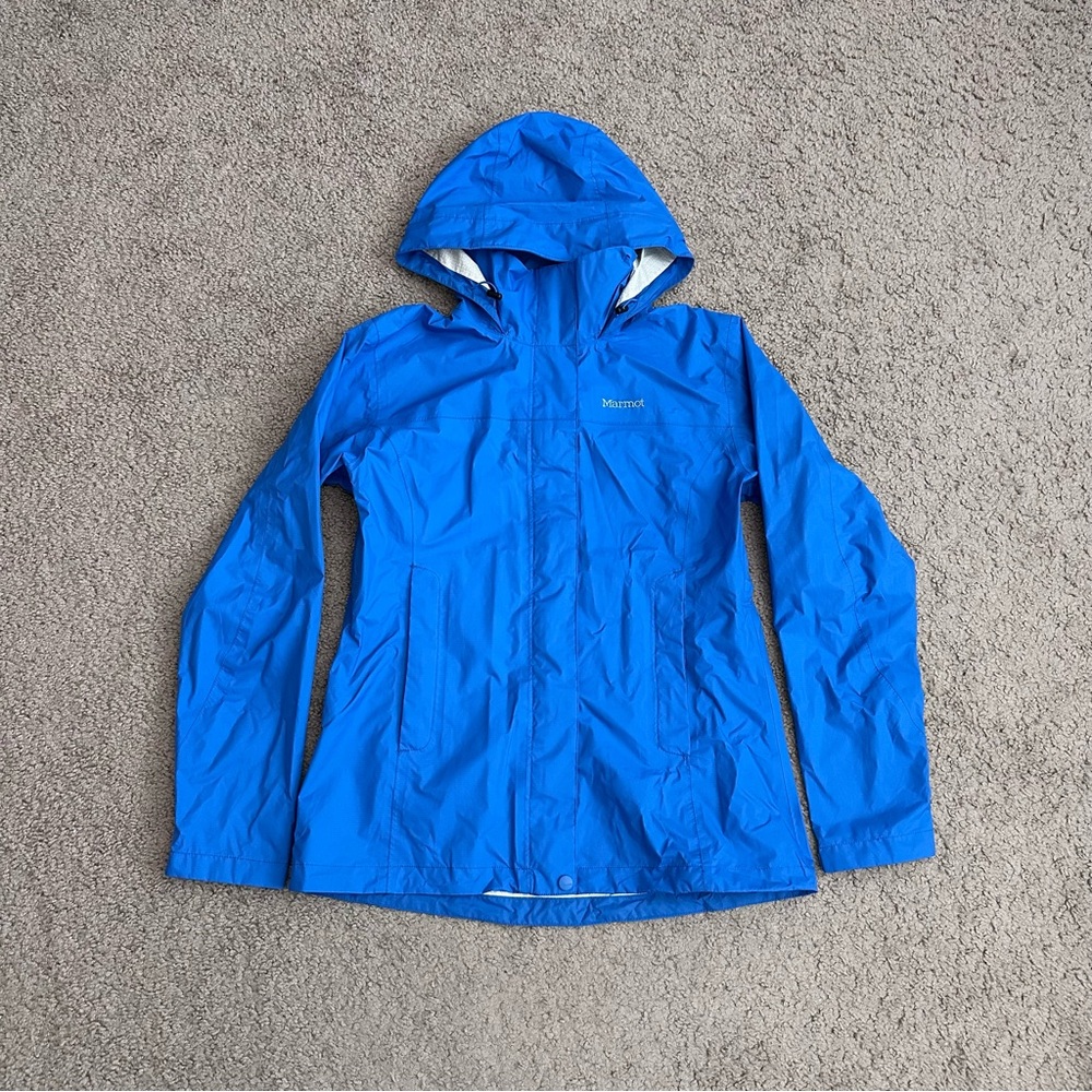 Marmot Blue Hooded Rain Jacket Womens M